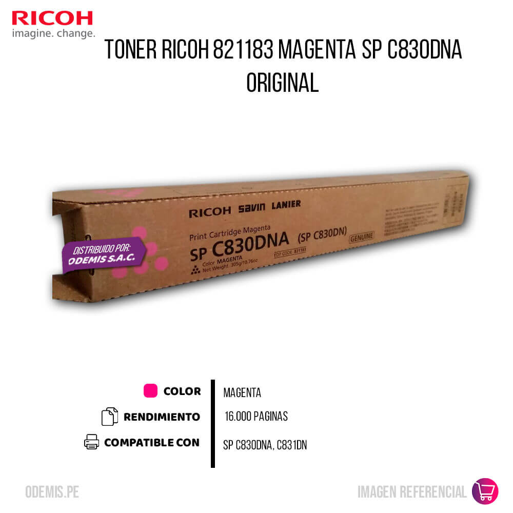 Toner Ricoh 821183 Magenta SP C830DNA, C831DN 16,000 pag Original