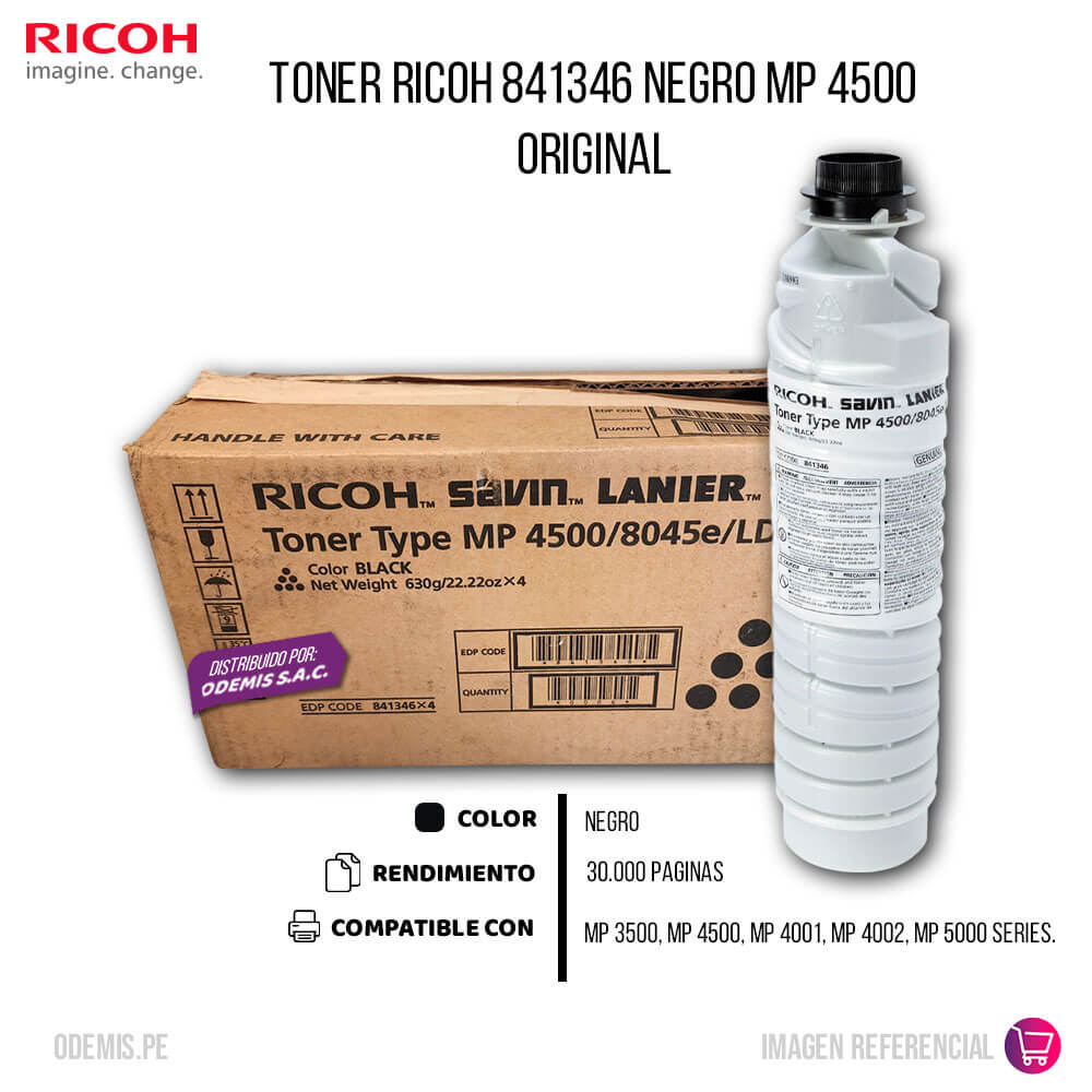 Toner Ricoh 841346 Negro MP 4500, LD335 30,000 pag Original
