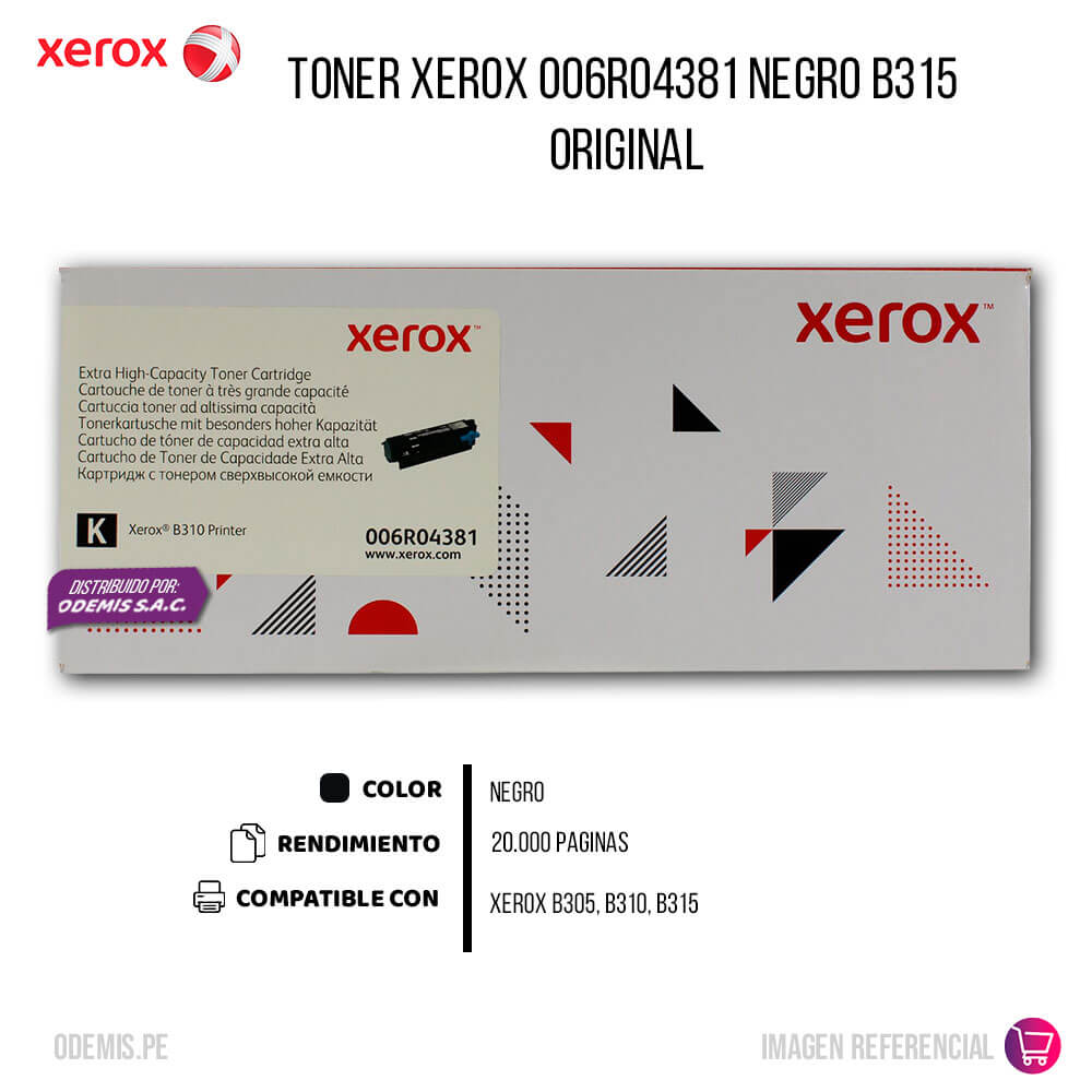 Toner Xerox 006R04381 Negro B305, B310, B315 20.000 Pág Original