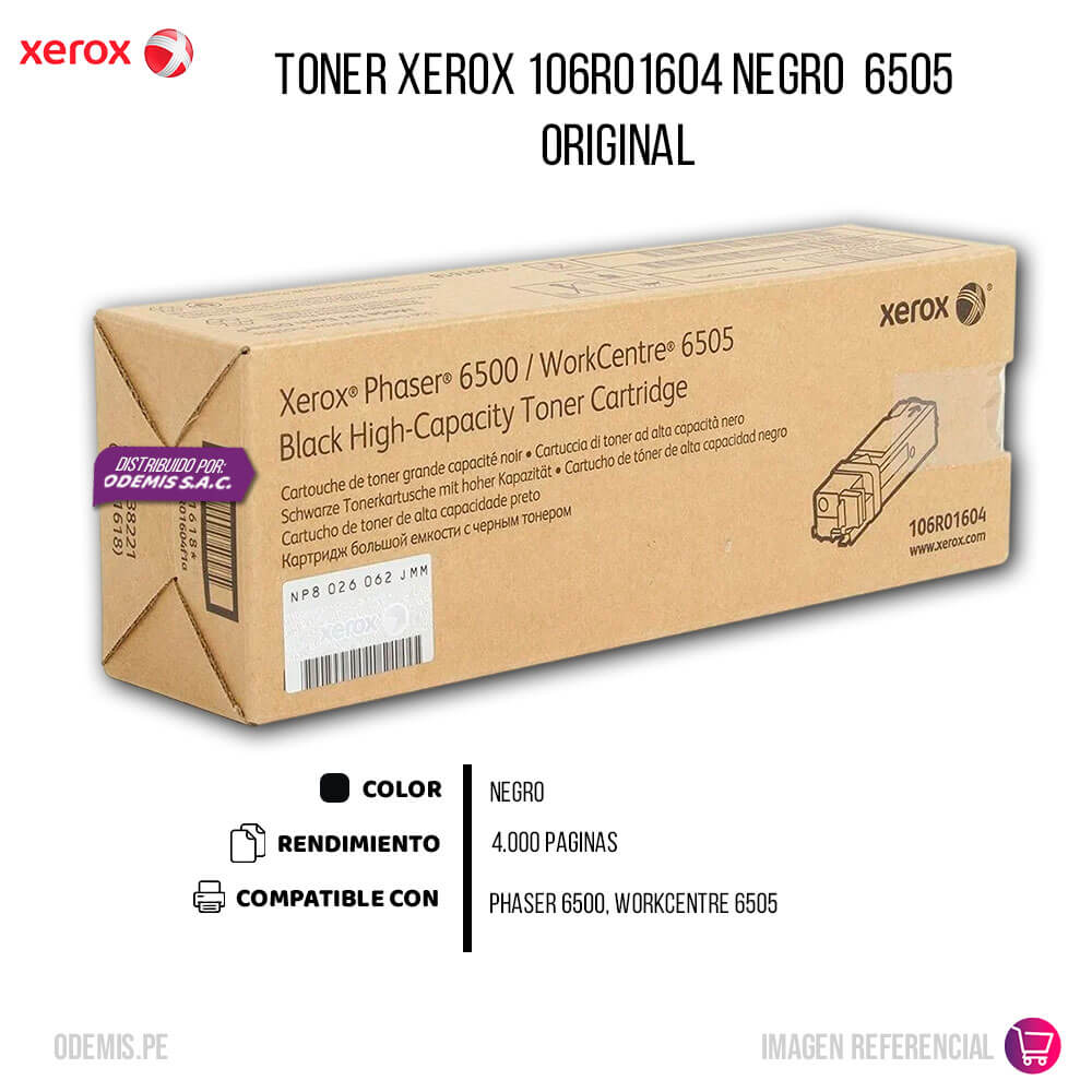 Toner Xerox 106R01604 Negro Ph 6500, Workcentre 6505 Original
