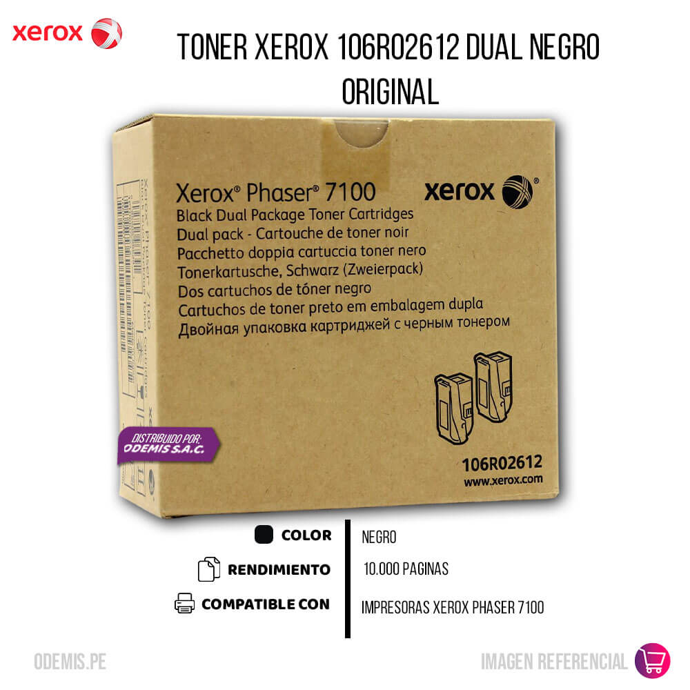 Toner Xerox 106R02612 Dual Negro PH 7100 10,000 pag