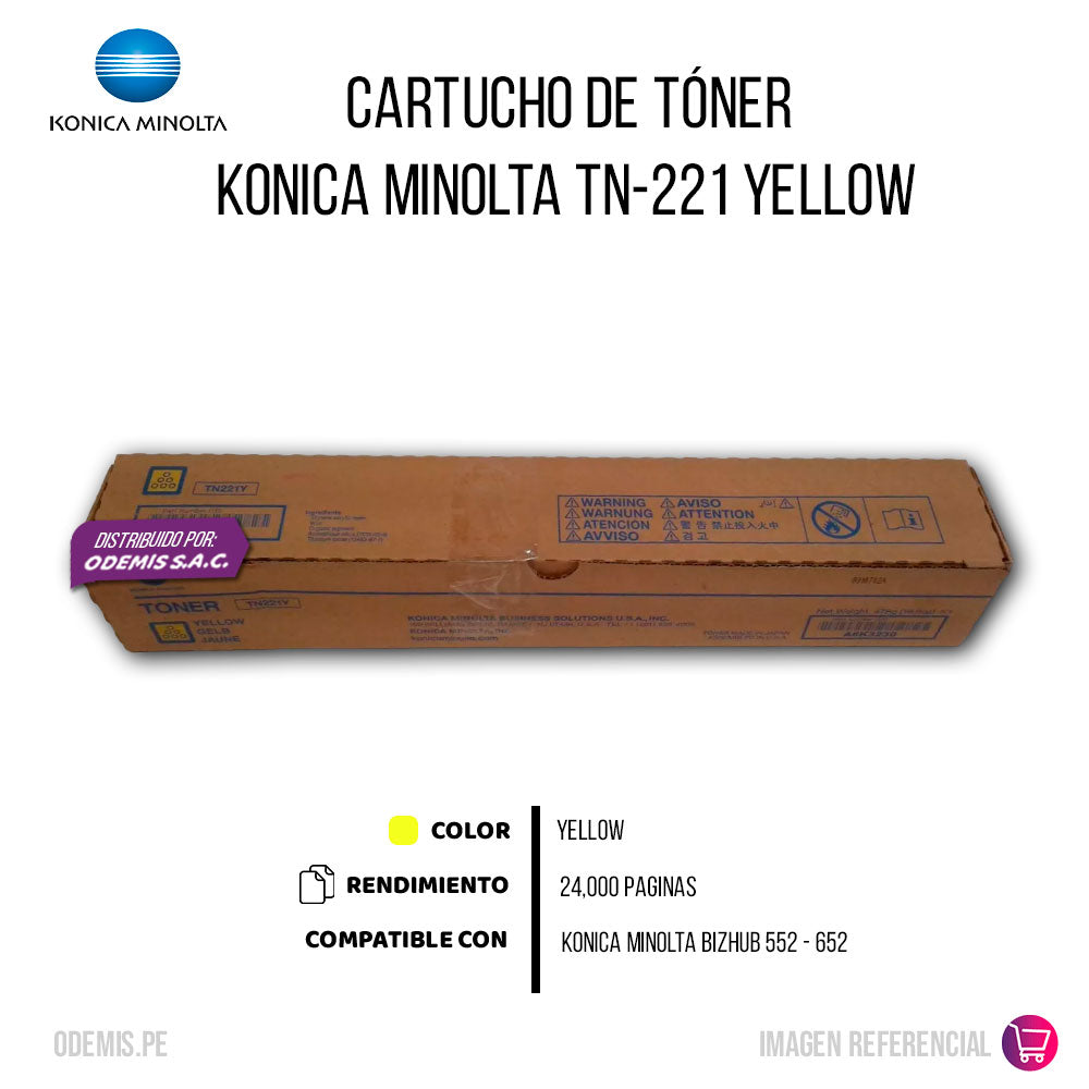 Toner Konica TN-221Y Yellow A8K3230 21K Pág. C227 Original