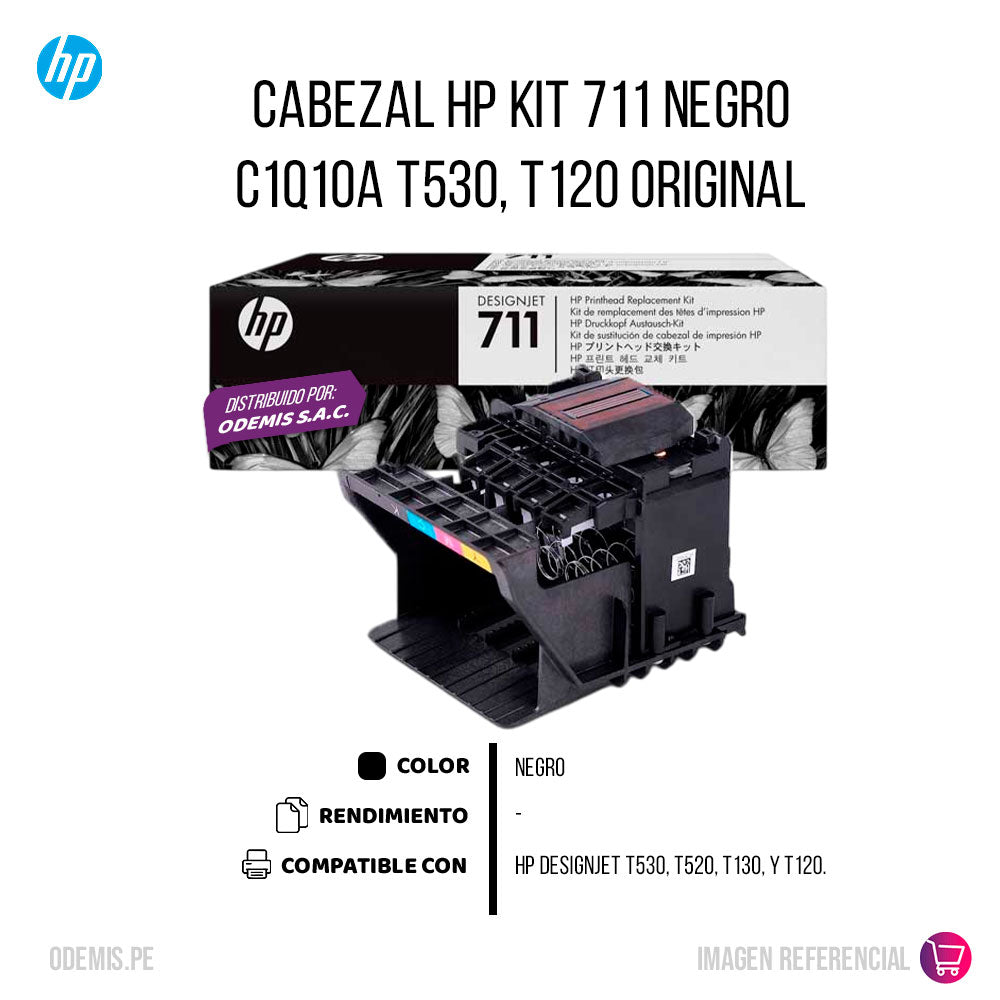 Cabezal HP Kit 711 Negro C1Q10A T530, T120 Original
