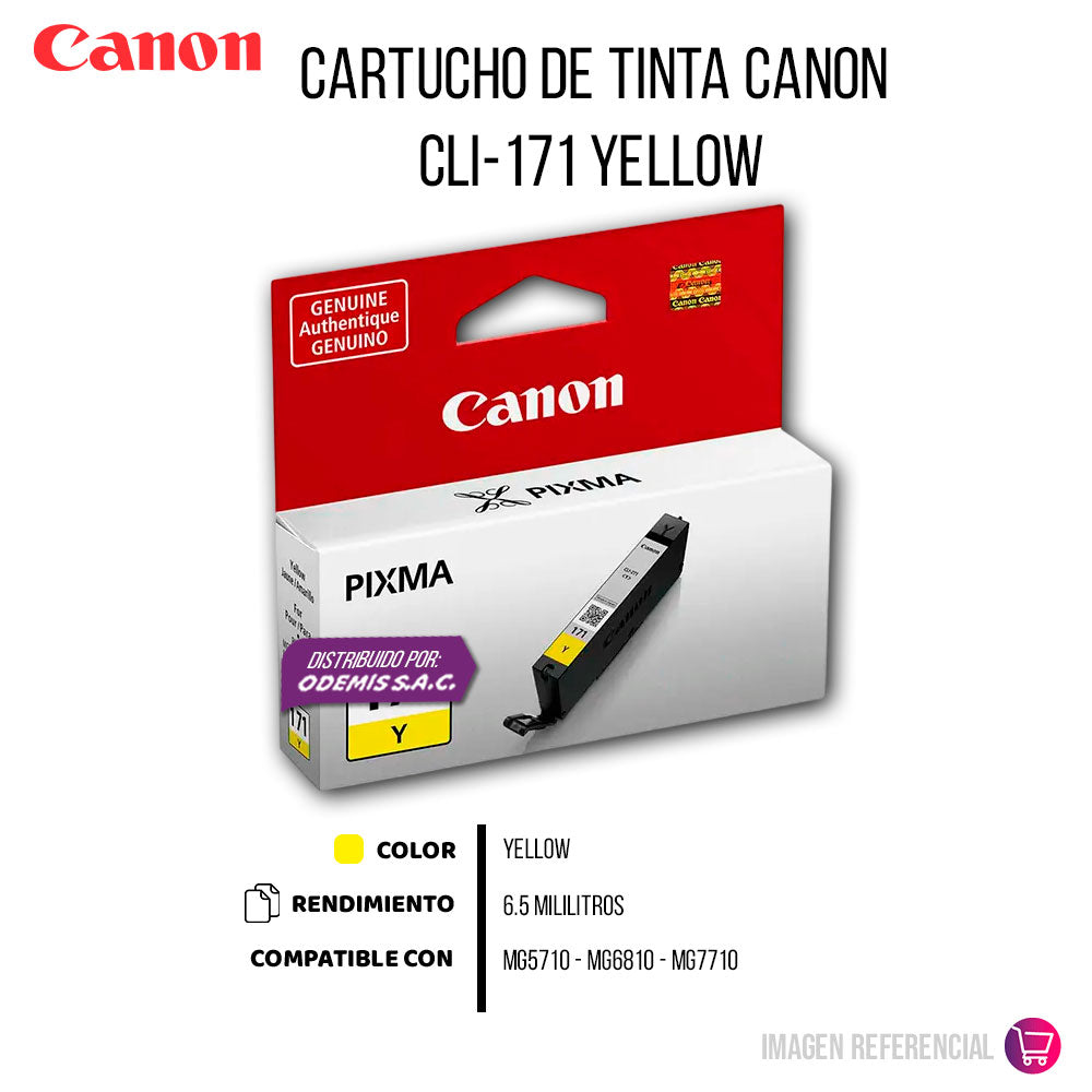 Tinta Canon CLI-171Y Yellow 6,5ml MG5710, MG6810 Original