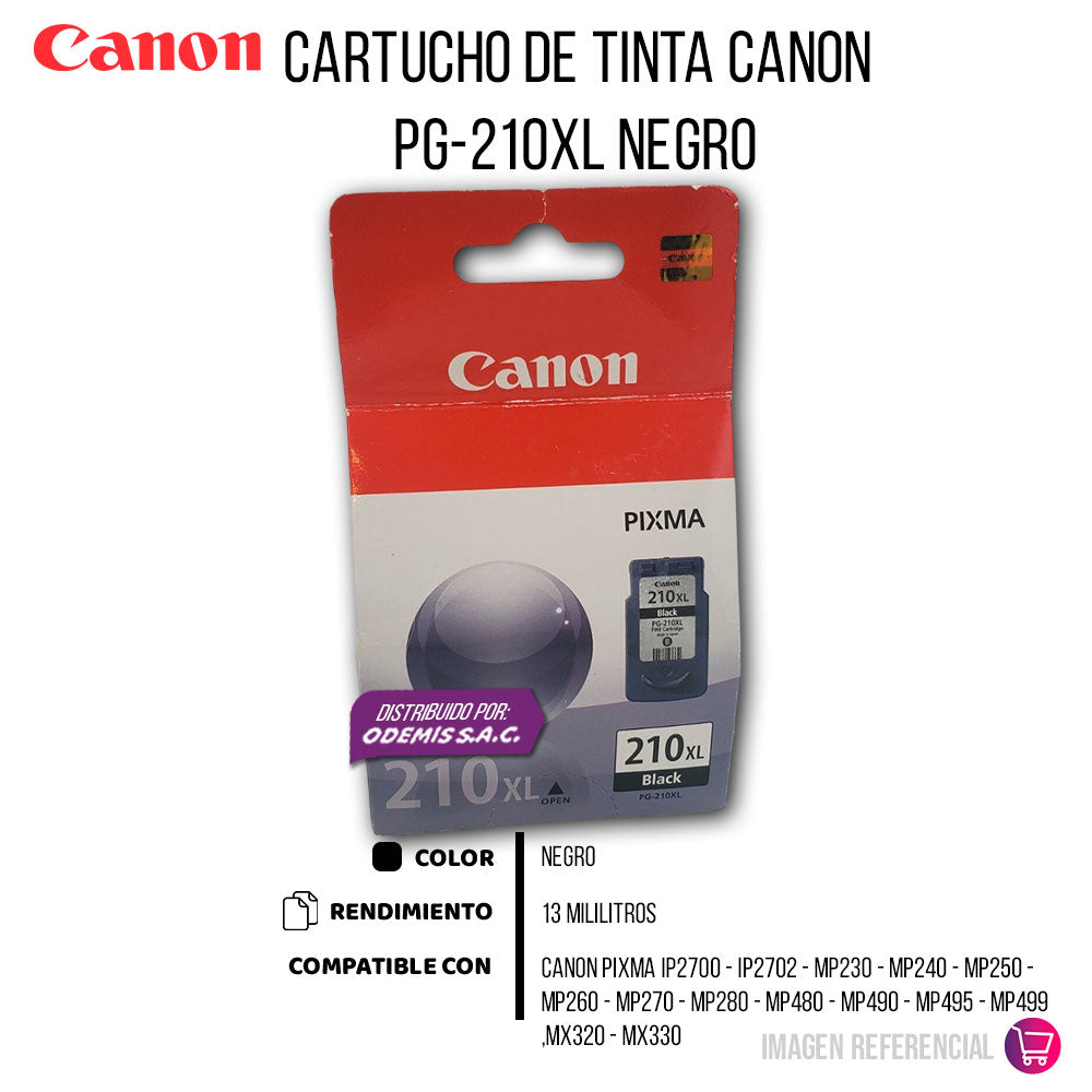 Tinta Canon PG-210BK Black 250 Pág. IP2700, MP270 Original