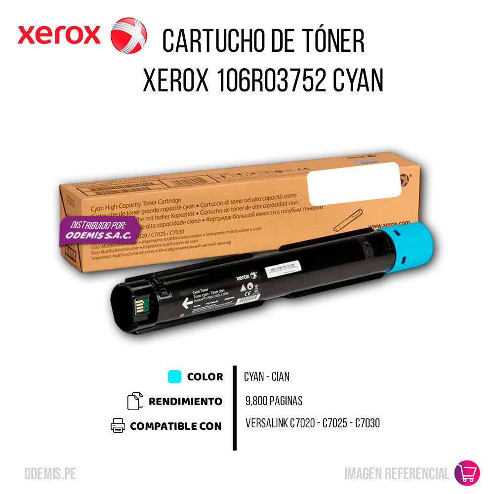 Toner Xerox 106R03752 Cian 9800 Pág. C7030 Original