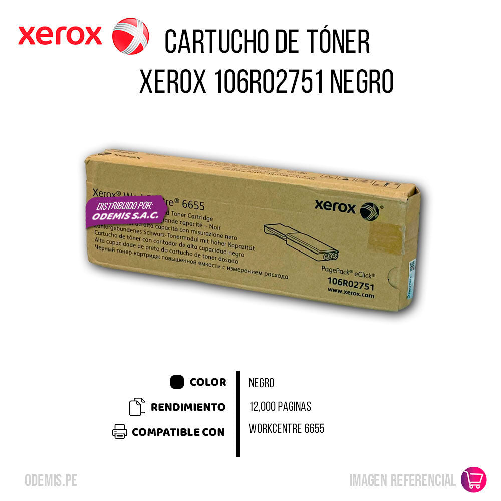 Toner Xerox 106R02751 Negro 12K Pág. 6655 Original