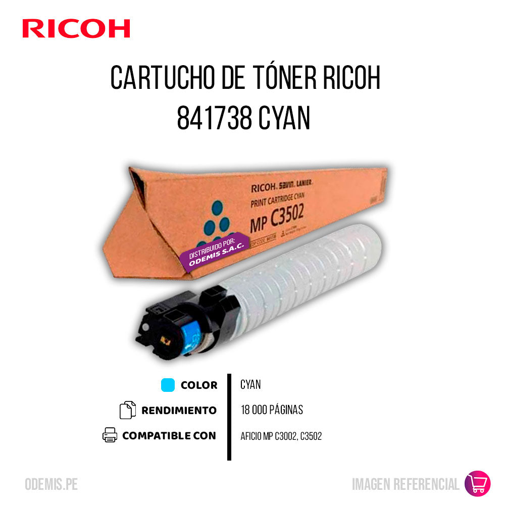 Toner Ricoh 841738 Cyan Mp C3002/C3502 18 Kpg