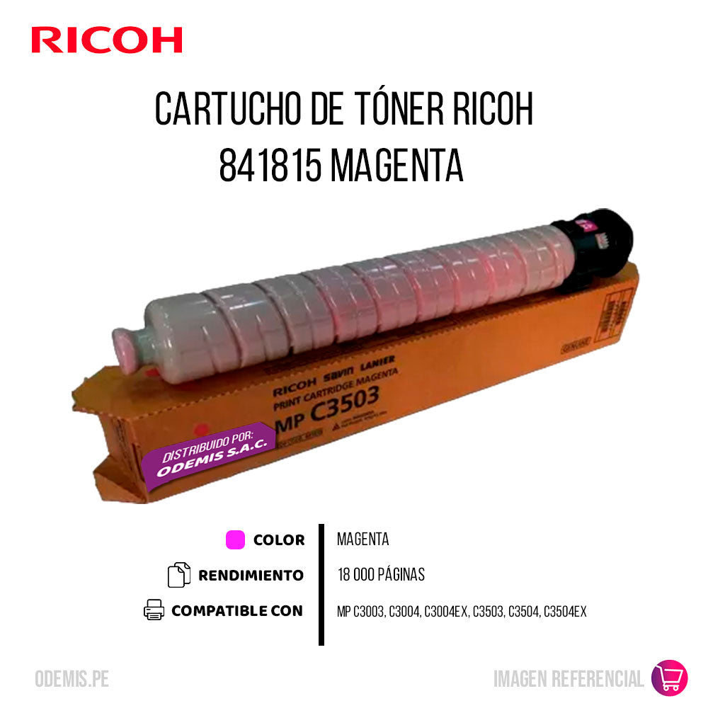 Toner Ricoh 841815 Magenta 18K Pág. MP C3003 Original