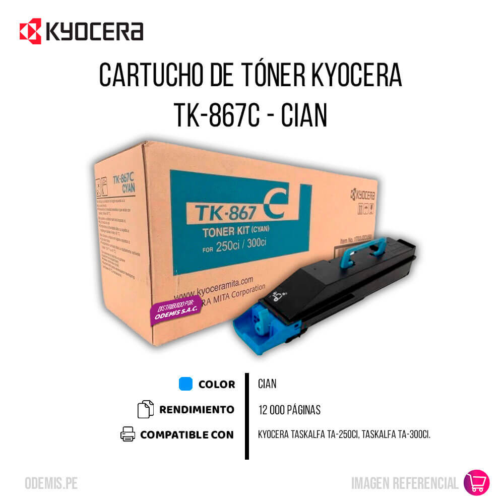 Toner Kyocera Tk-867C Cyan Taskalfa 250Ci/300Ci 12K