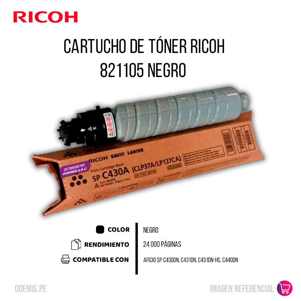 Toner Ricoh 821105 Black 24K Pág. C430DN Original