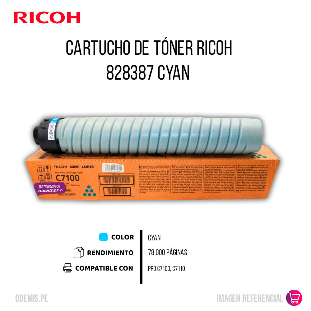 Toner Ricoh 828387 Cyan 45K Pág. C7100 Original