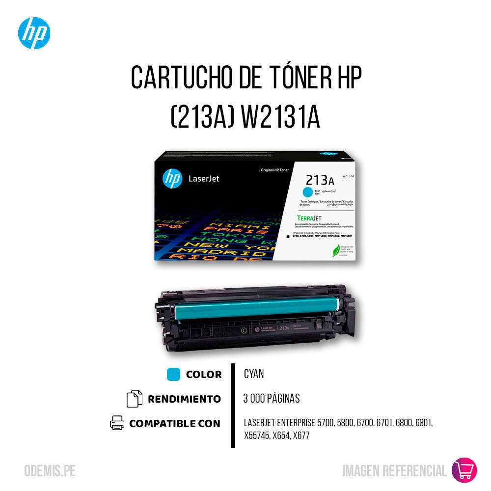 Toner Hp 213A Cyan W2131A 3K Pág. 5700, 5800 Original
