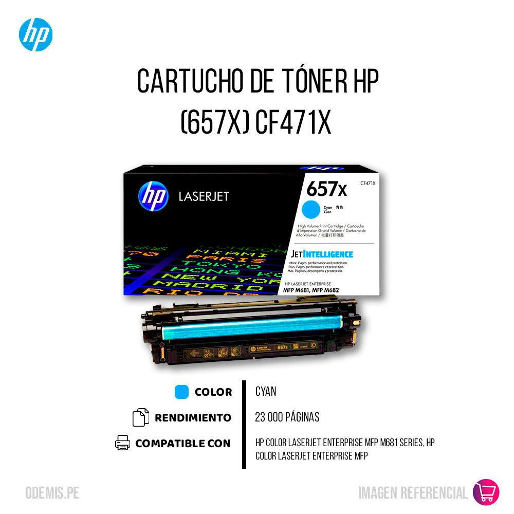 Toner Hp 657X Cyan Cf471X 23K Pág. M681z Original