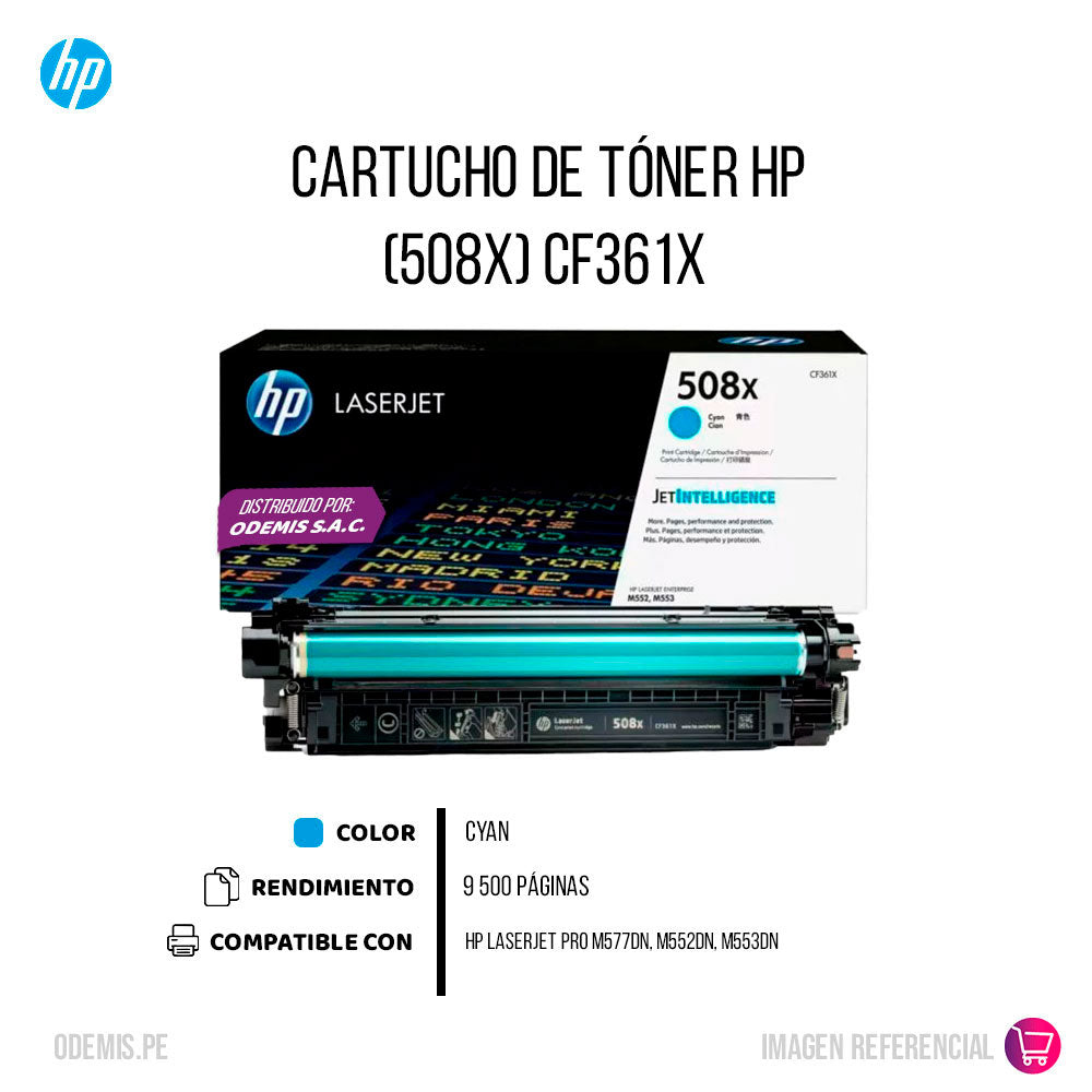 Toner Hp 508X Cyan Cf361X 9,500 Pág. M577dn Original