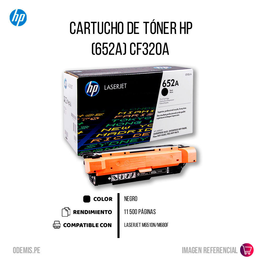 Toner Hp 652A Negro Cf320A 11,5K Pág. M651n Original