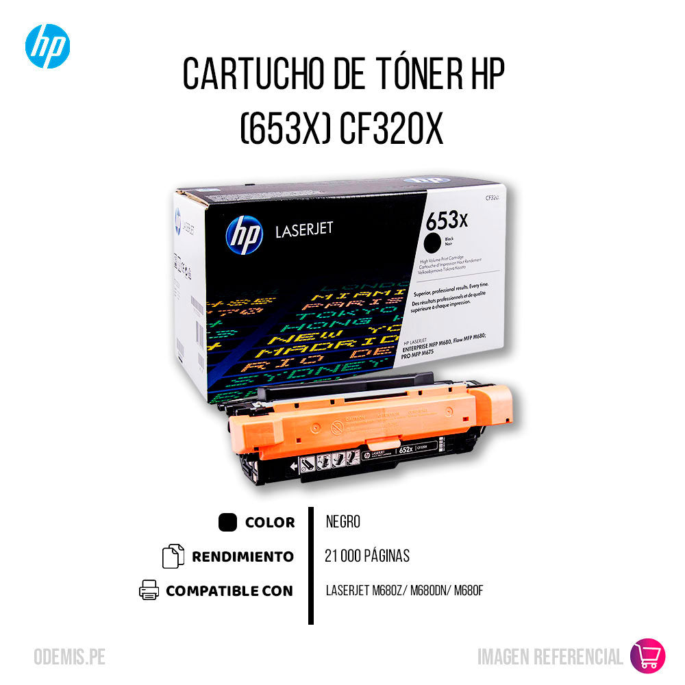 Toner Hp 653X Negro Cf320X 21K Pág. M651 Original