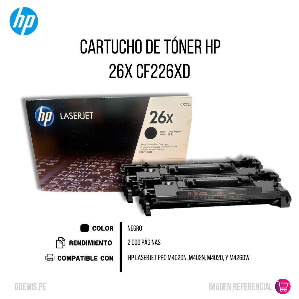 Toner Hp 26X Negro Cf226Xd 9K Pág. M402dn Original
