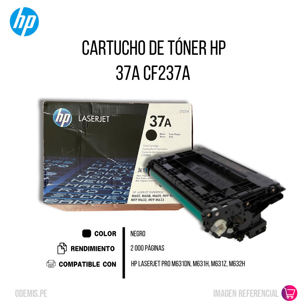 Toner Hp 37A Negro Cf237A 11K Pág. M631dn Original