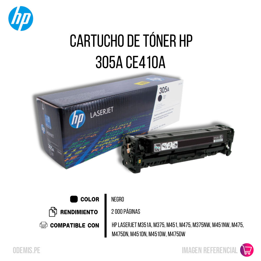 Toner Hp 305A Negro Ce410A 2,200 Pág. M351A Original