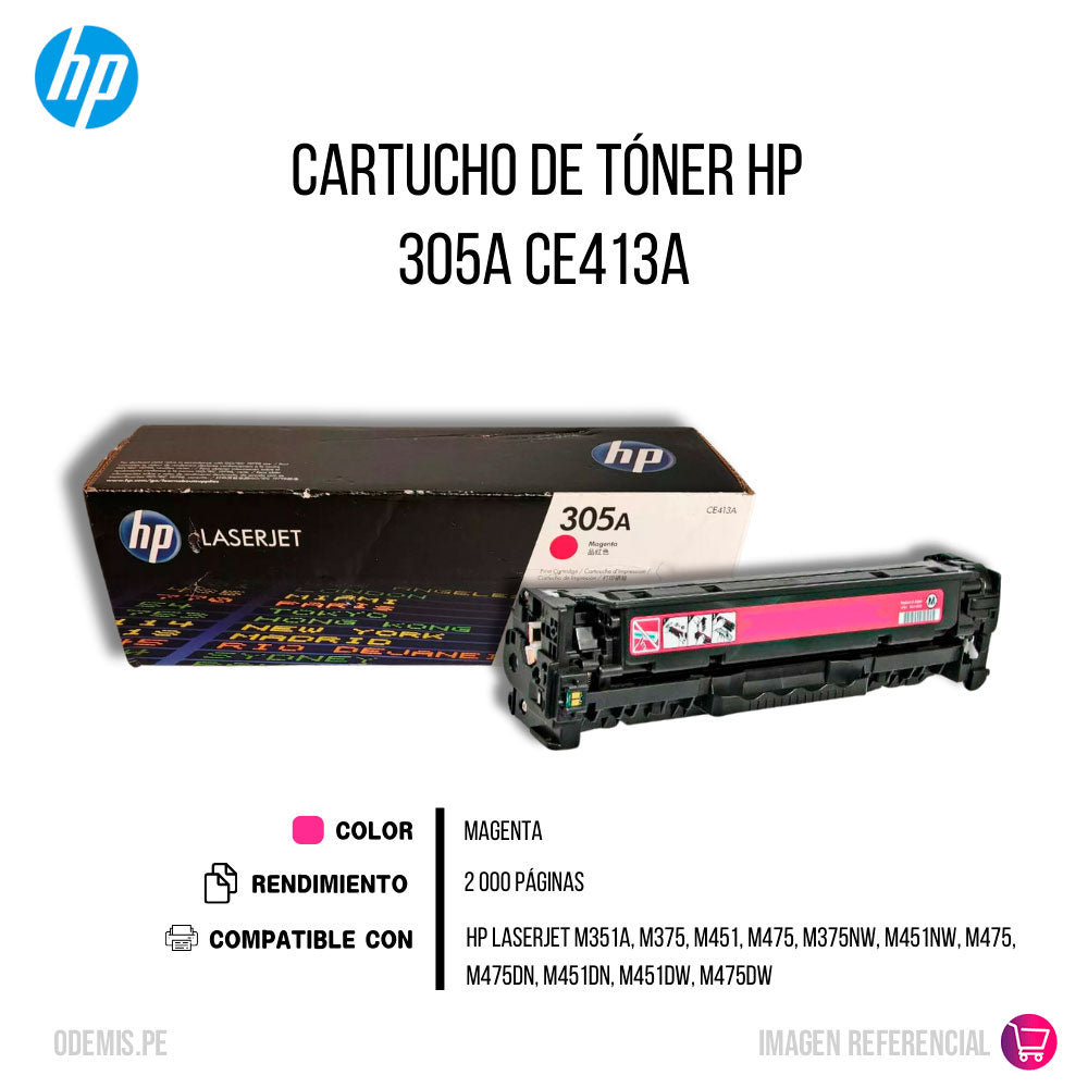 Toner Hp 305A Magenta Ce413A 2,600 Pág. M351A Original