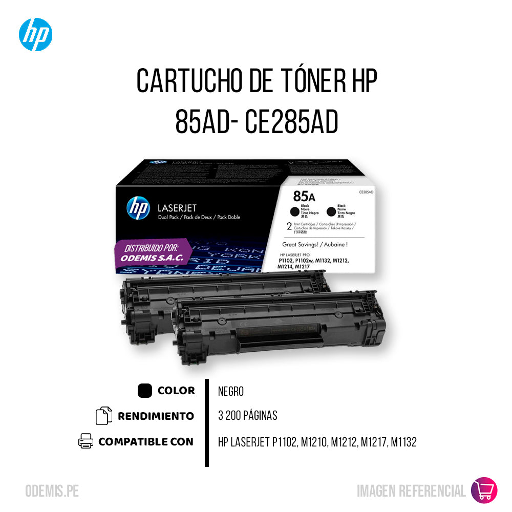 Dual Pack Toner Hp 85AD Negro Ce285Ad P1102 Original