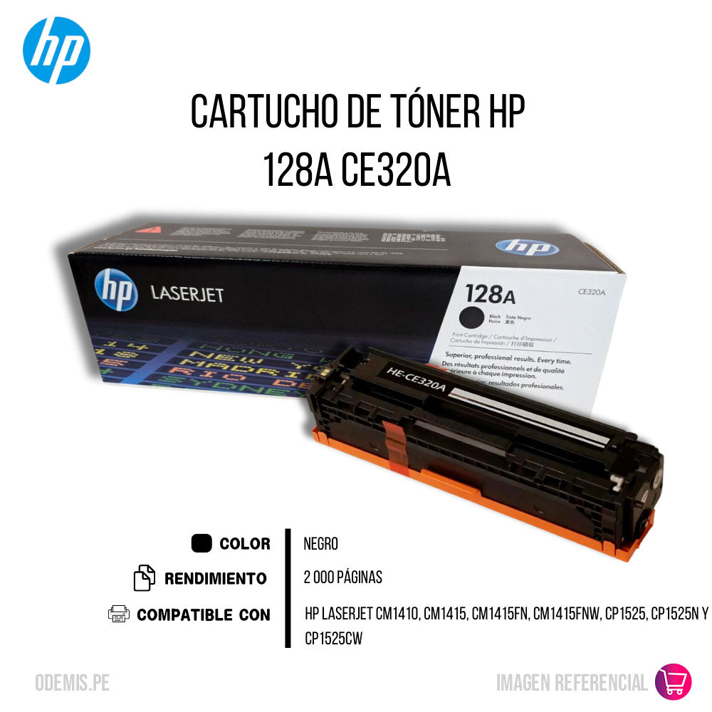 Toner HP 128A Negro CE320A 2,000 Pág. CM1410 Original