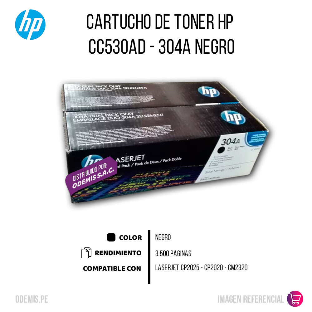 Toner Hp 304A Negro Cc530Ad 7K Pág. CP2025 Original