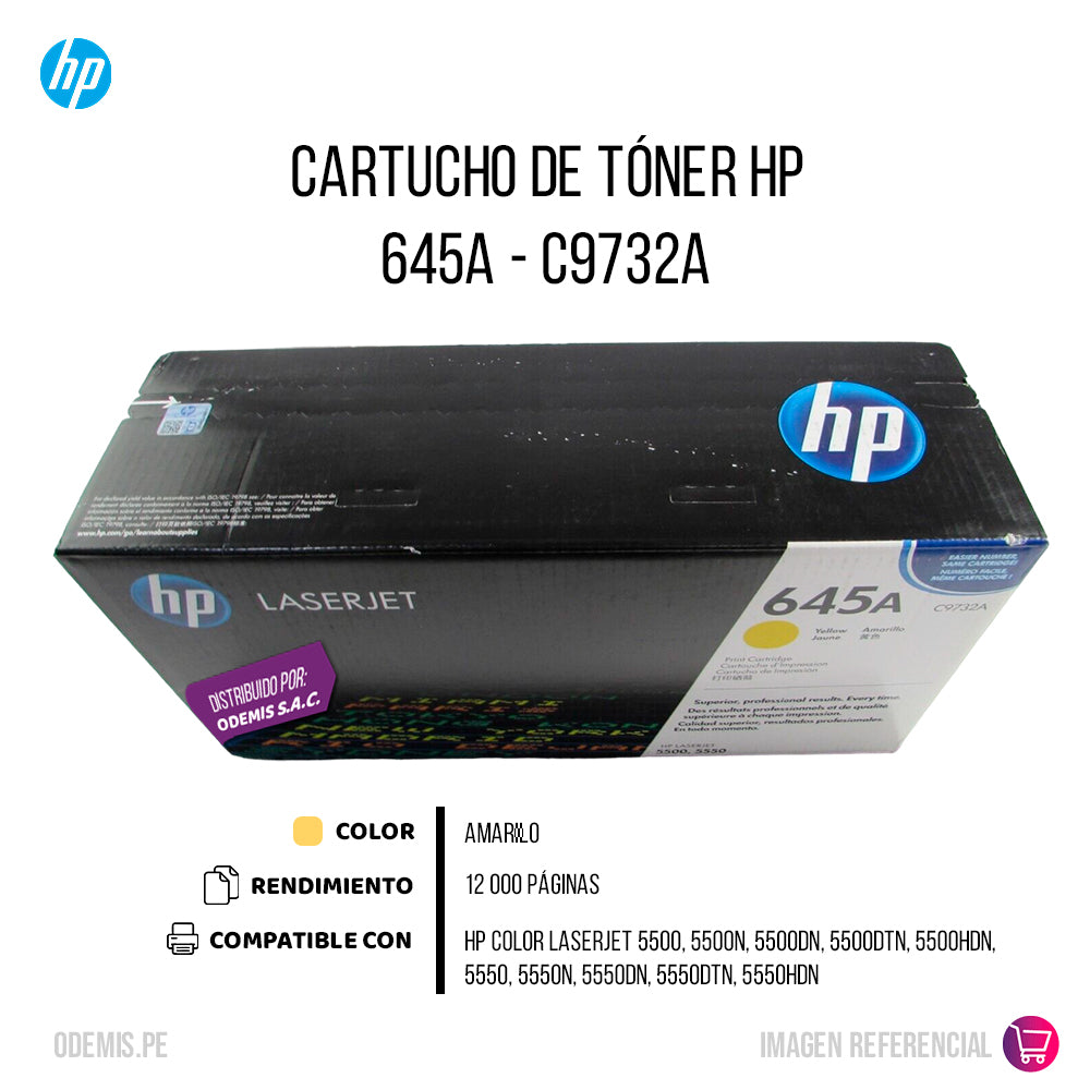 Toner Hp 645A Yellow C9732A 12K Pág. 5500 Original