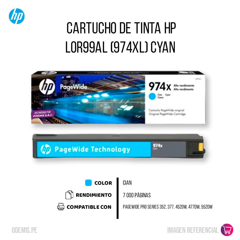 Tinta Hp 974Xl Cyan L0R99Al 7K Pág. 352, 377 Original