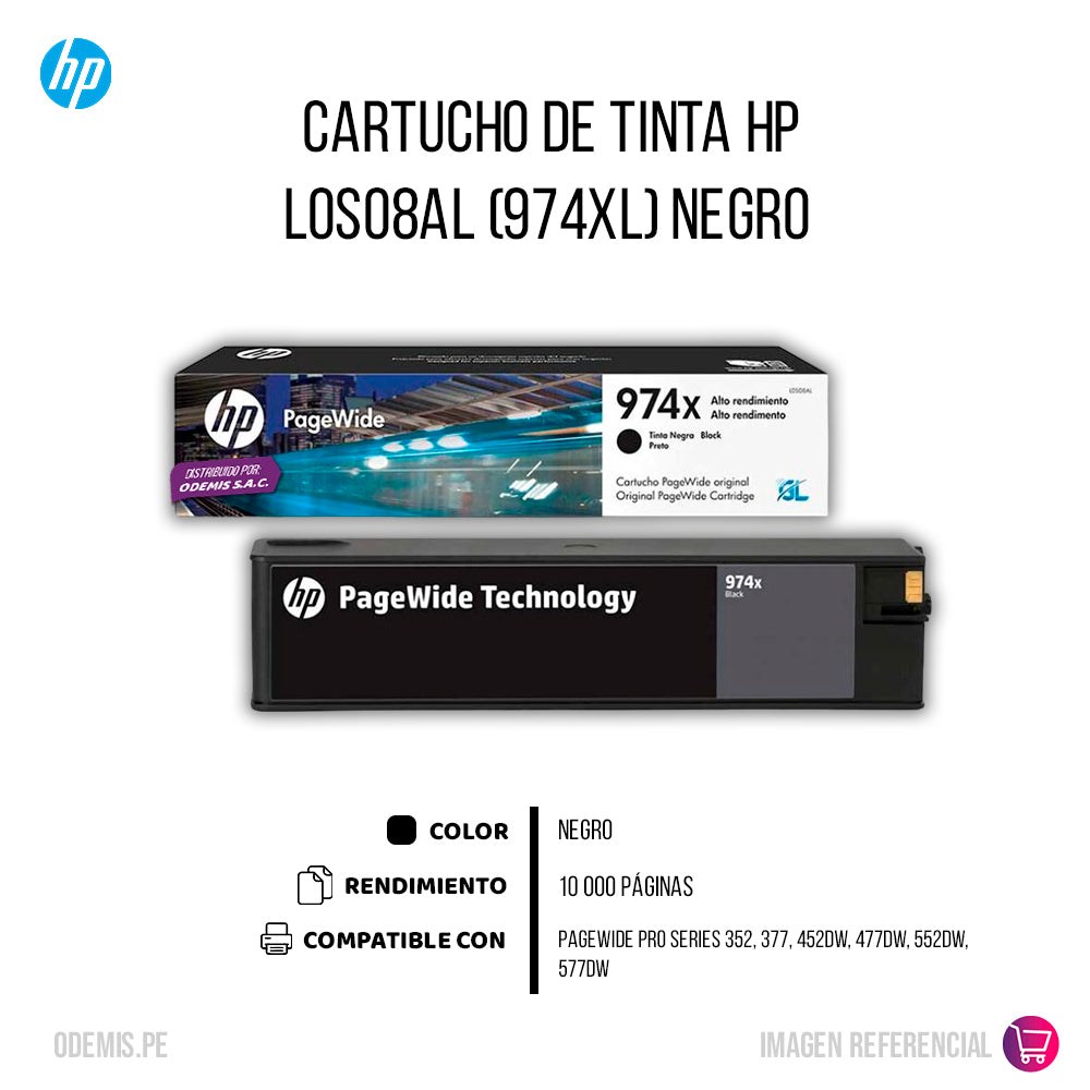 Tinta Hp 974Xl Black L0S08Al 10K Pág. 352, 377 Original