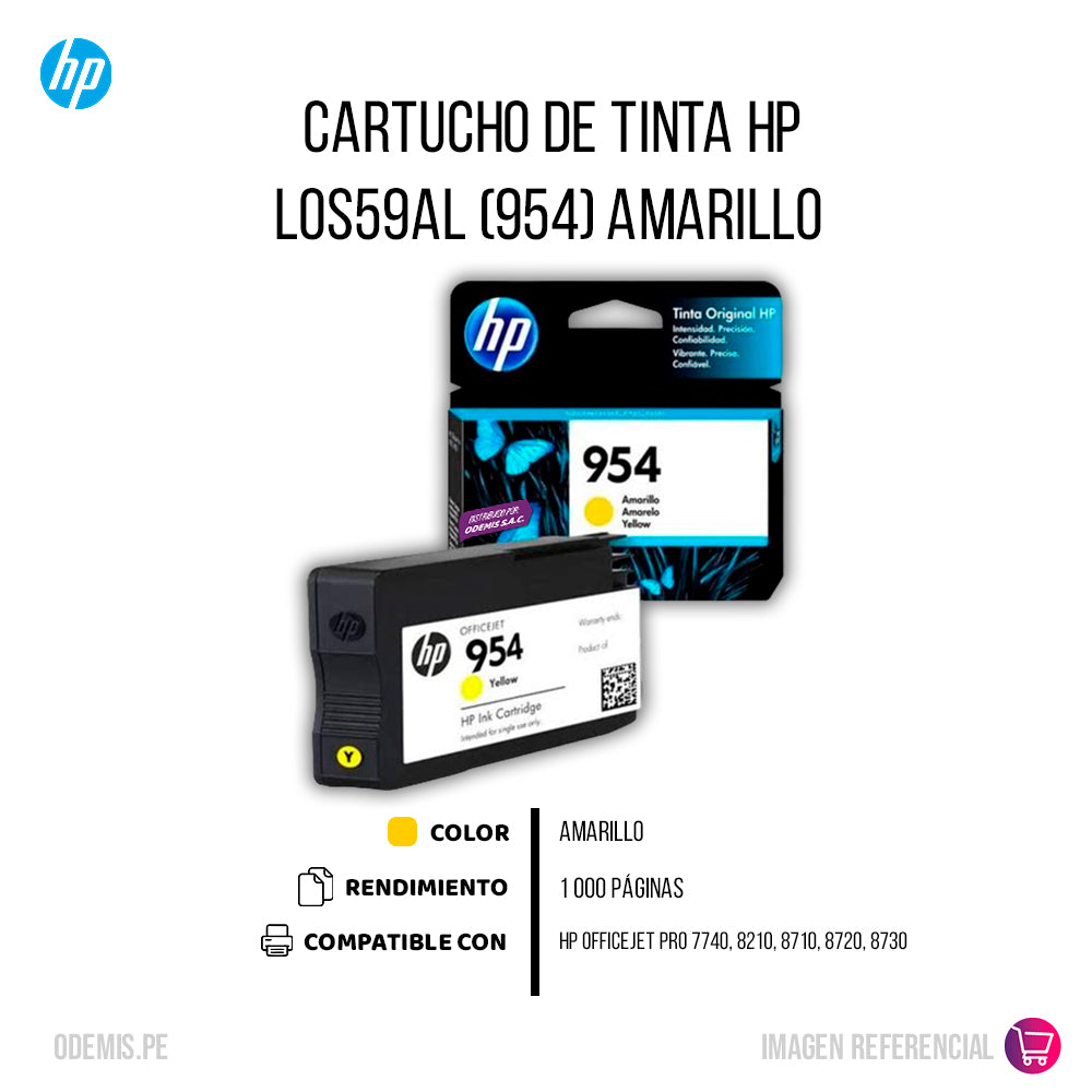 Tinta Hp 954 Yellow L0S56Al 700 Pág. 7740 Original