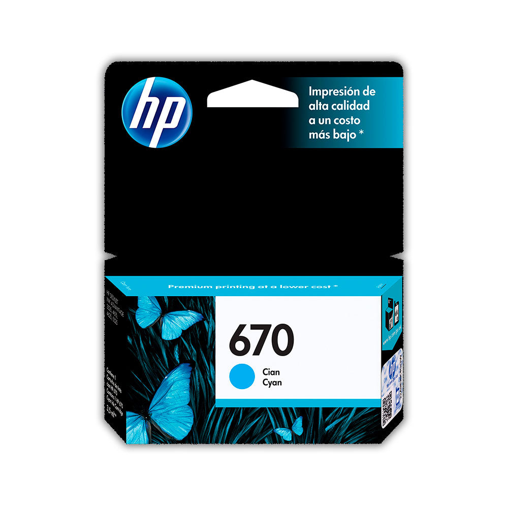Tinta Hp 670 Cyan Cz114Al 300 Pág. 3525 Original
