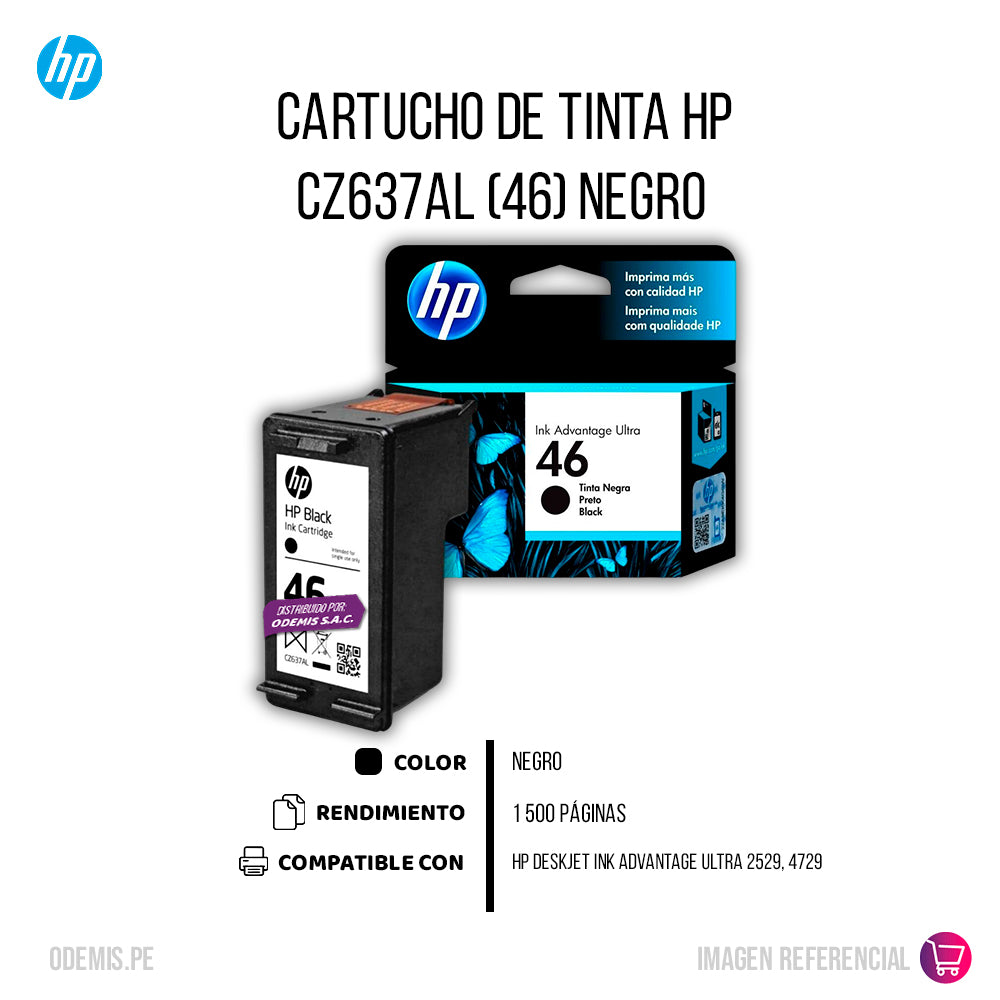 Tinta Hp 46 Negro Cz637Al 1,5K Pág. 2529 Original