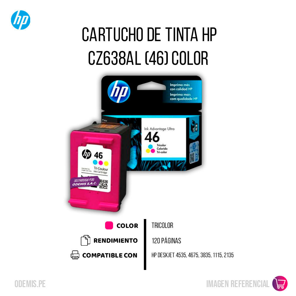 Tinta Hp 46 Color Cz638Al 750 Pág. 2529 Original