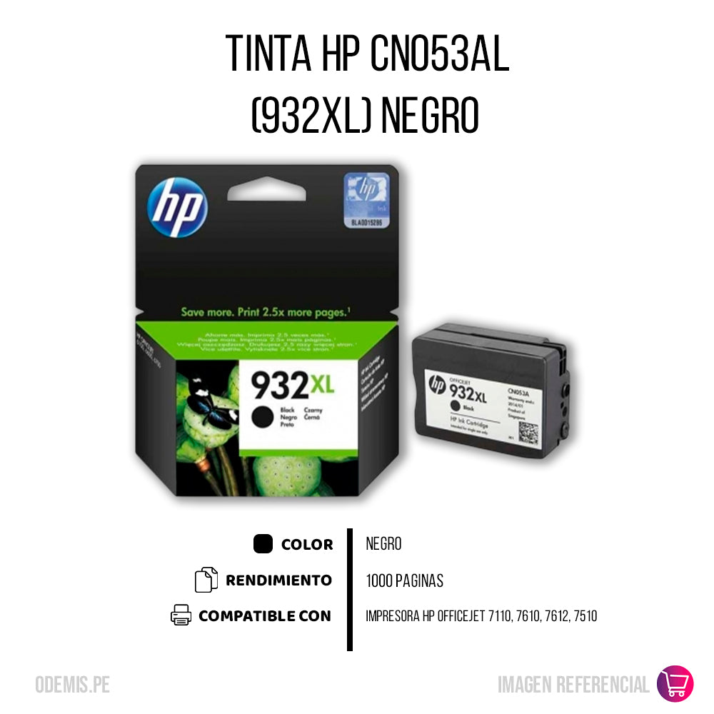 Tinta Hp 932Xl Negro Cn053Al 1K Pág. 6100 Original
