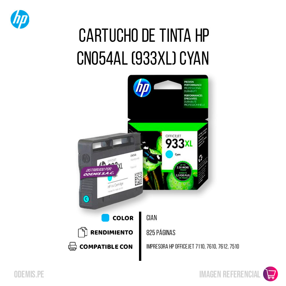 Tinta Hp 933Xl Cyan Cn054Al 825 Pág. 6100 Original