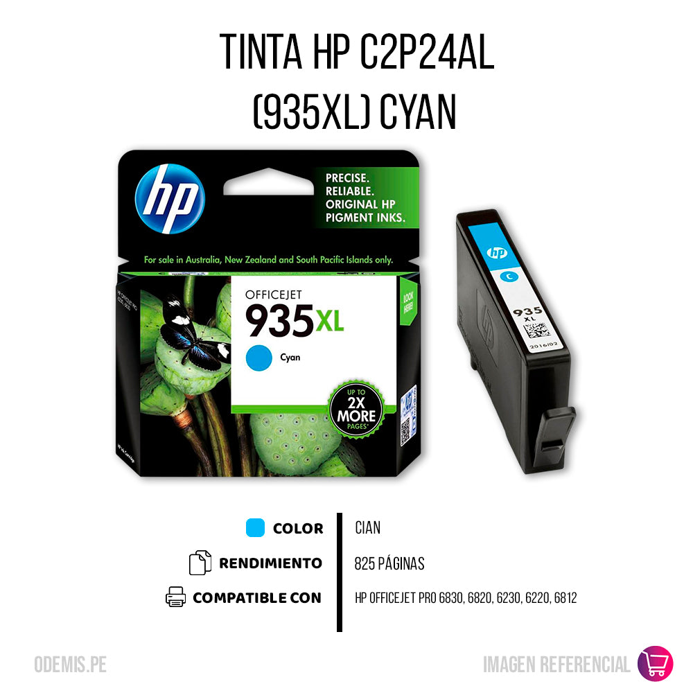 Tinta Hp 935Xl Cyan C2P24Al 825 Pág. 6830 Original