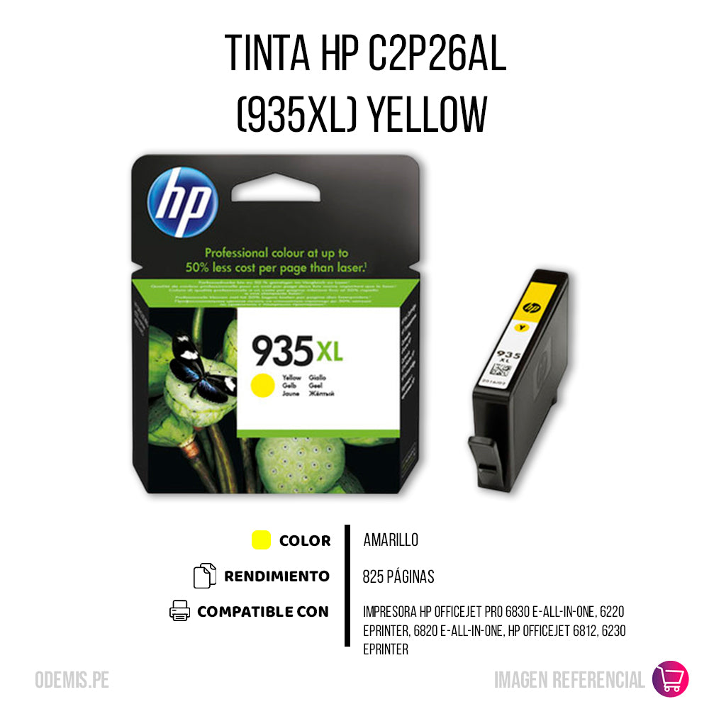 Tinta Hp 935Xl Yellow C2P26Al 825 Pág. 6830 Original