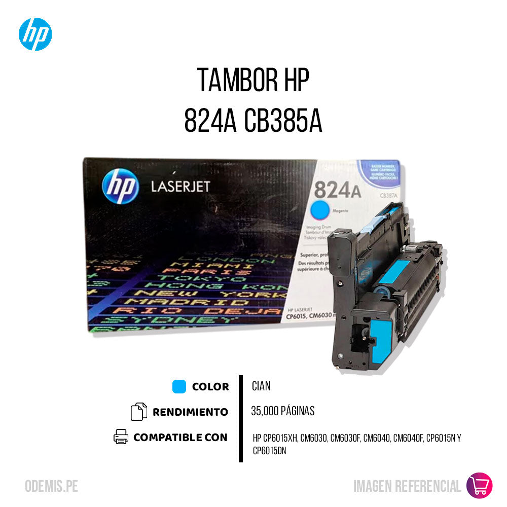 Tambor Hp 824A Cyan Cb385A 35,000 Pág. CP6015XH Original