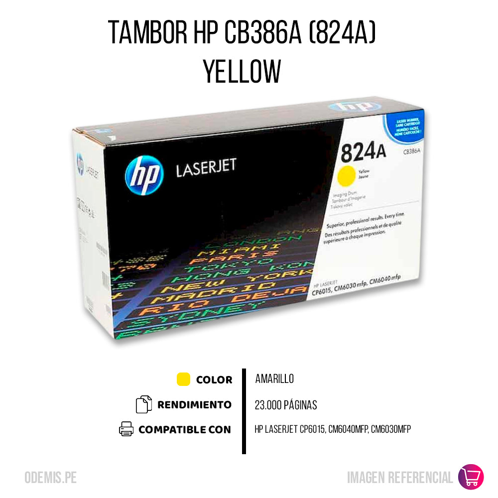 Tambor Hp 824A Yellow Cb386A 35,000 Pág. CP6015 Original