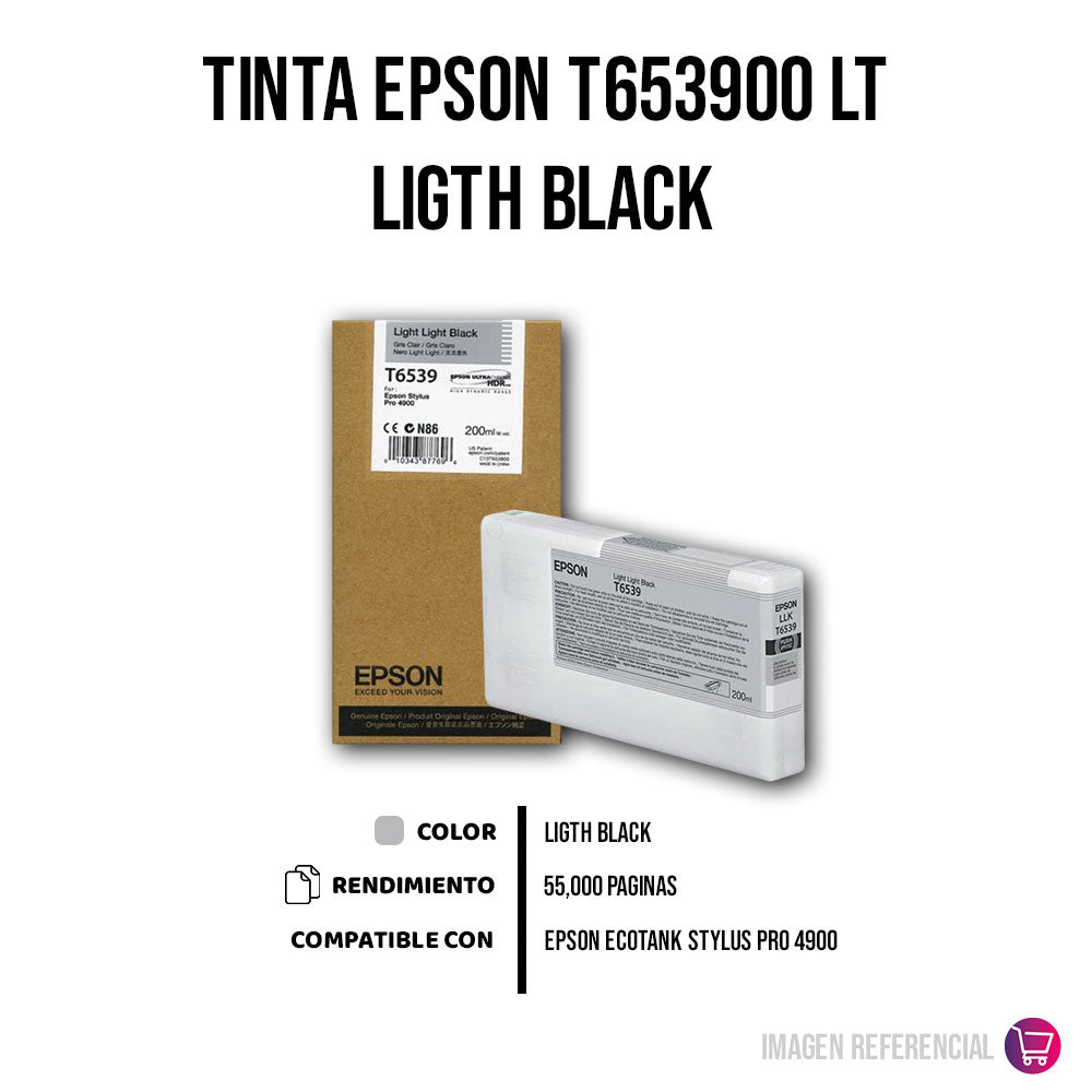 Tinta Epson T653900 Ligth Black 200ML 4900 Original