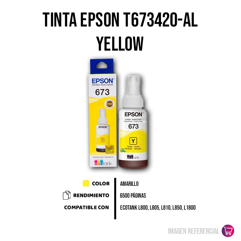 Tinta Epson T673420-Al Yellow 70ML L800 Original