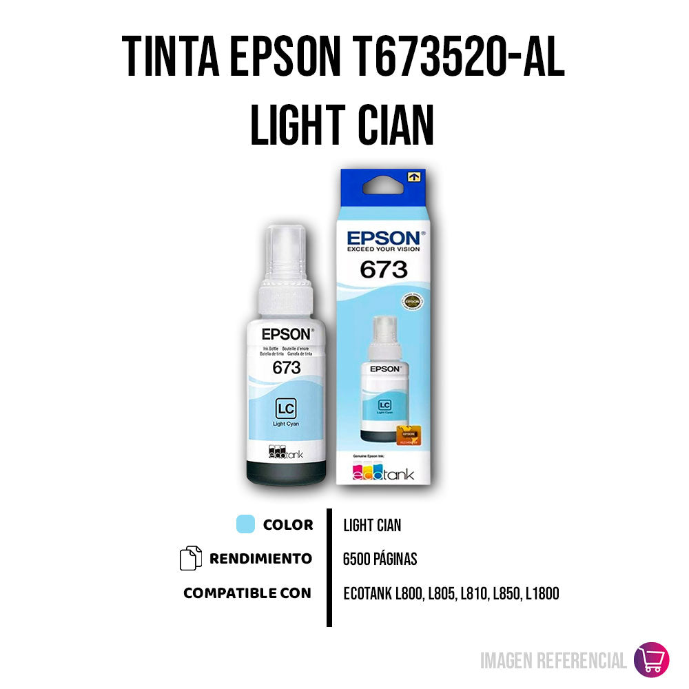 Tinta Epson T673520-Al Light Cian 70ML L800 Original