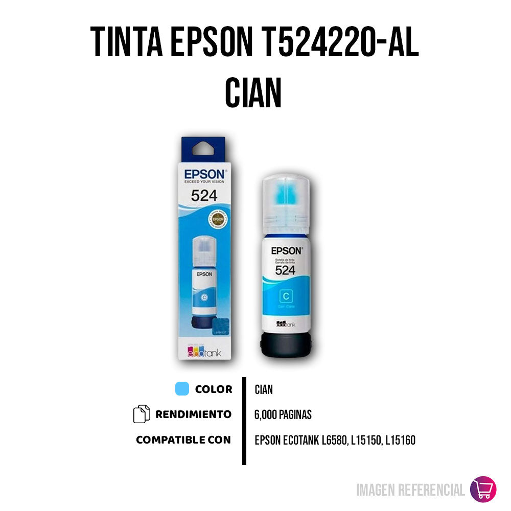 Tinta Epson T524220-Al Cian 6K Pág. L6580 Original