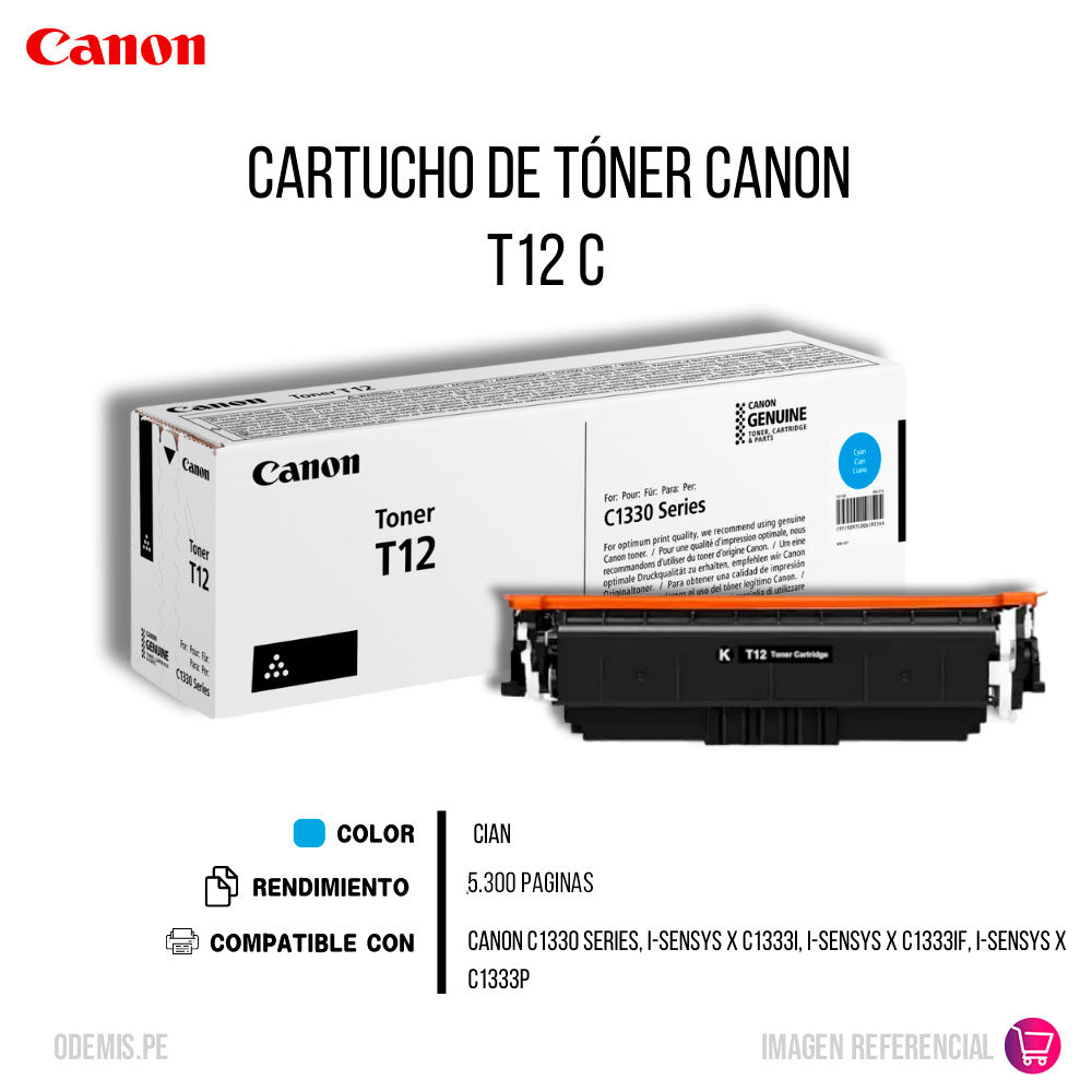 Toner Canon T12 Cyan 5300 Pág. C1330 Original