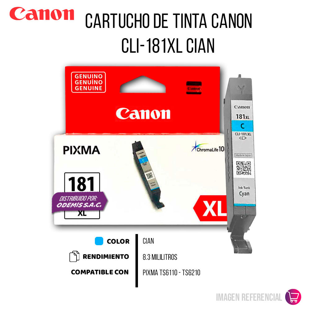 Tinta Canon Cli-181Xl Cyan 8.3ML TS6110 Original