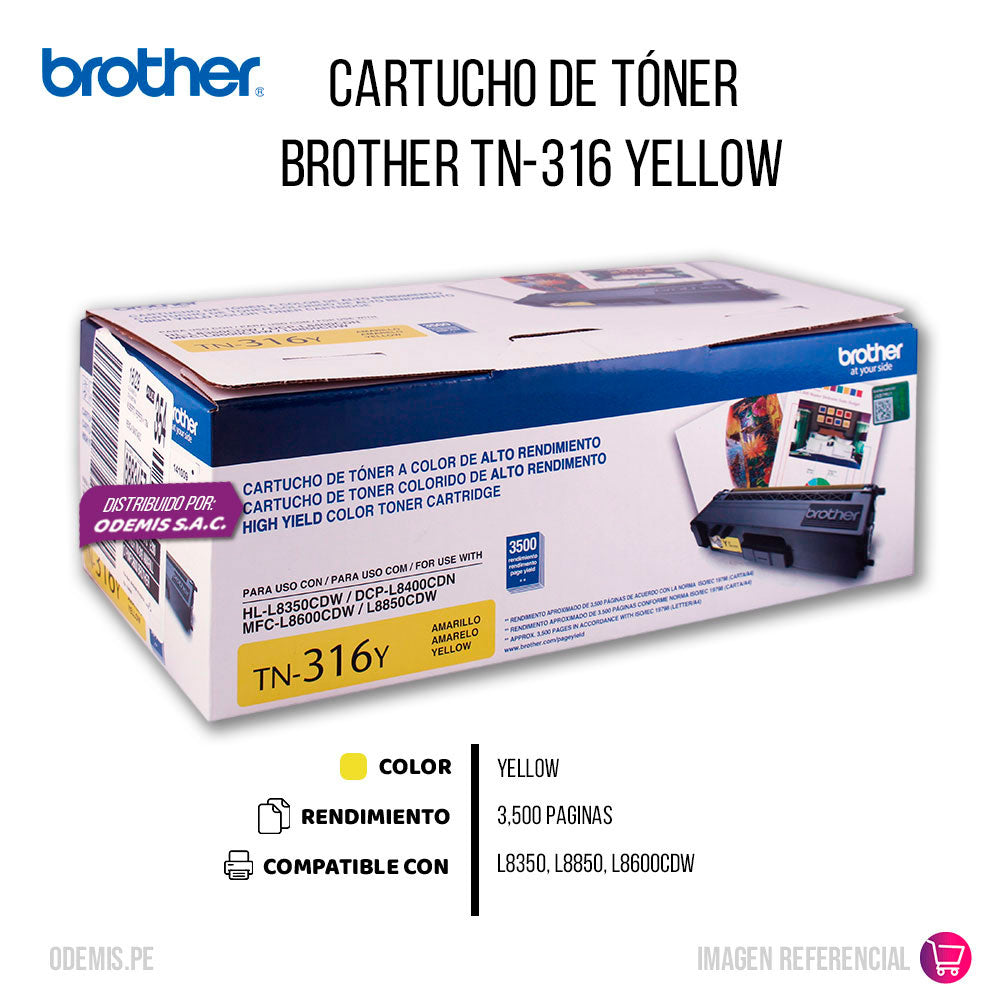 Toner Brother Tn316Y Yellow 3500 Pág. L8350 Original