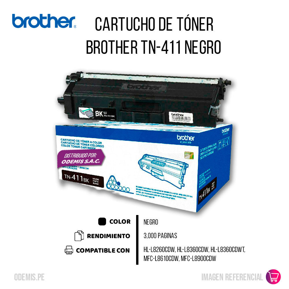 Toner Brother Tn411Bk Black 3K Pág. HL-L8260CDW Original