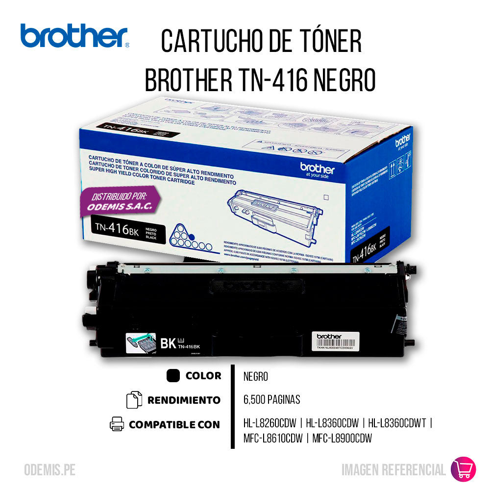 Toner Brother Tn416Bk Black 6500 Pág. HL-L8260CDW Original